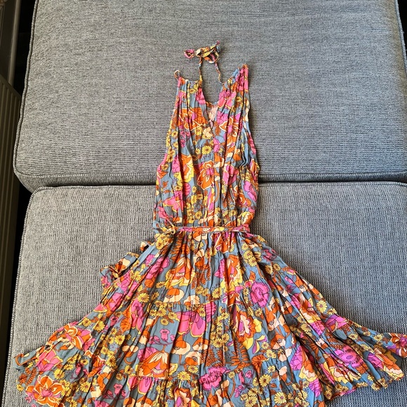 SHEIN Floral Women’s Sundress Dress Colorful With Tie Around Waist M Retro - Picture 3 of 3